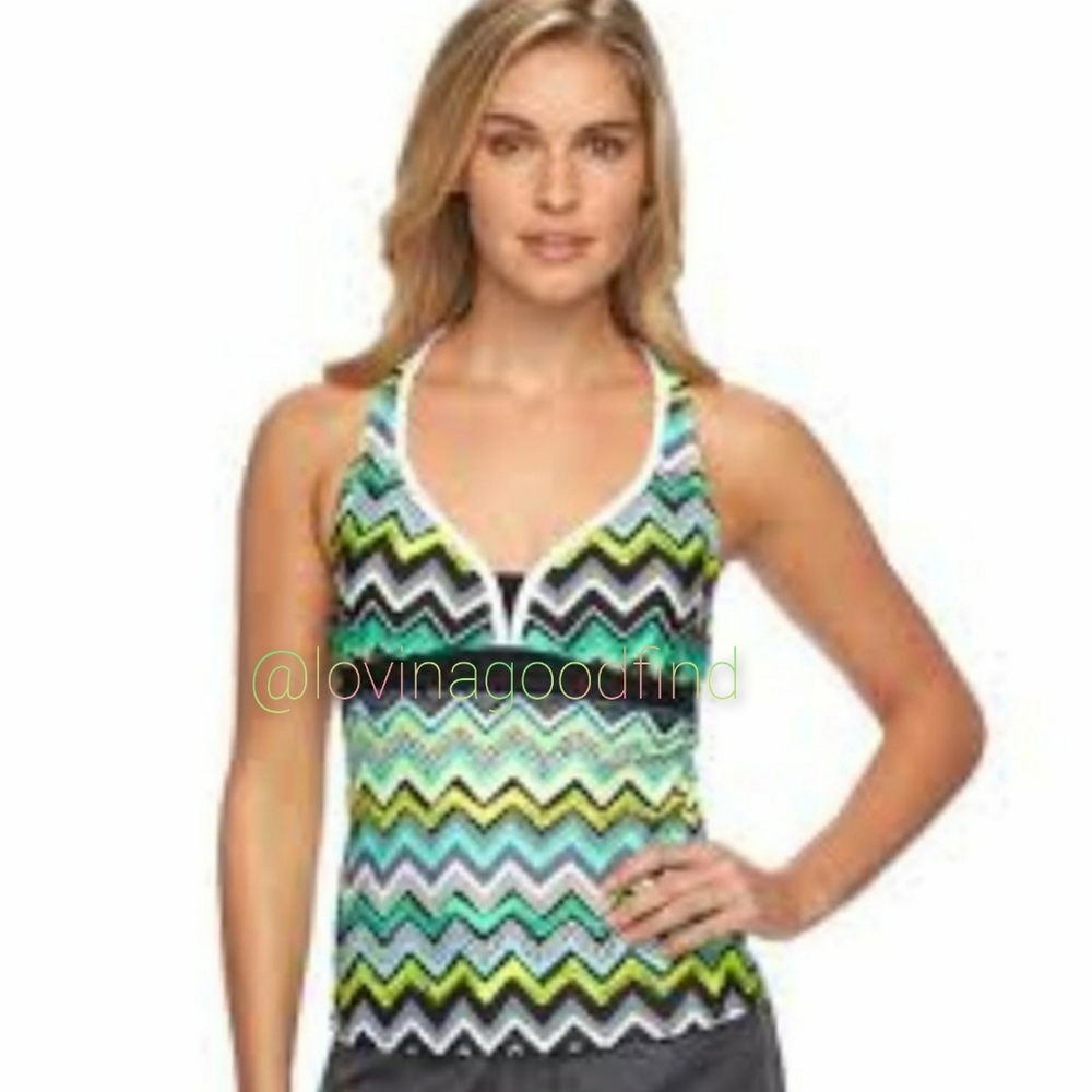 ZeroXposure Chevron Racerback Tankini Top EUC sz 8